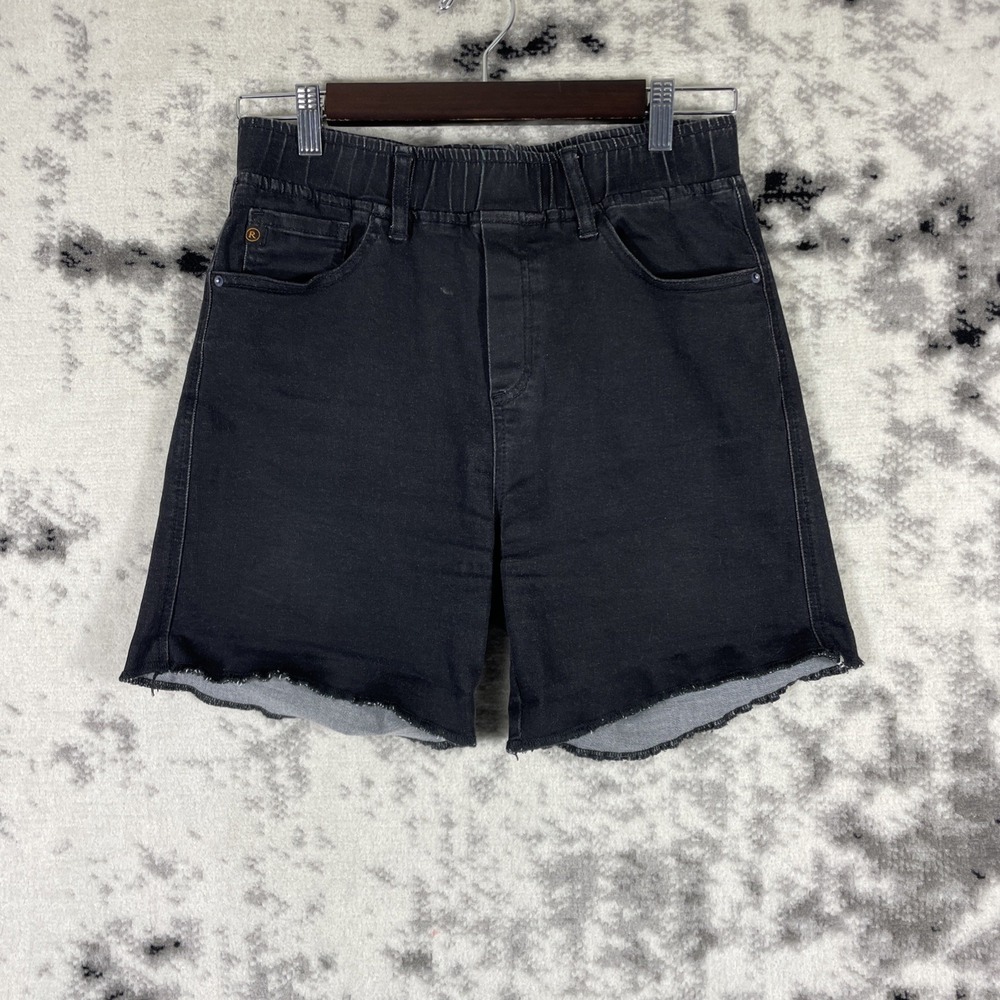 Risen Jeans Denim Shorts Womens Size Large Black Pull On Stretch